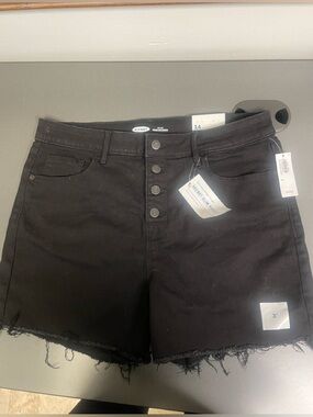 Old Navy Black High-Rise Button-Fly Denim Shorts nwt 3” inseam